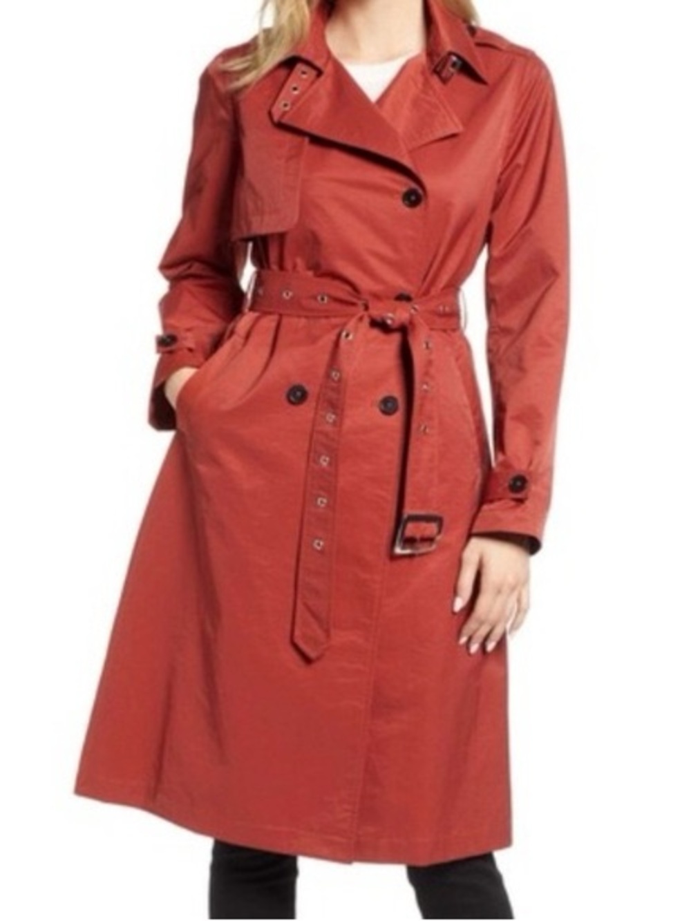 Halogen Nordstrom Classic Women's Double-Breasted Trench Coat - Rust XS